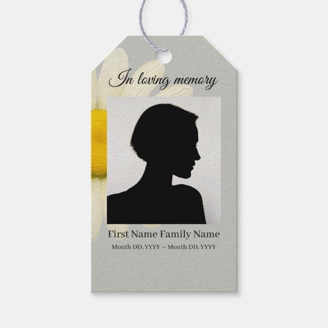 Grey daisy funeral ribbon labels (Front)