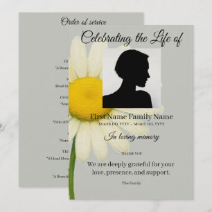 Grey daisy order of service invitation