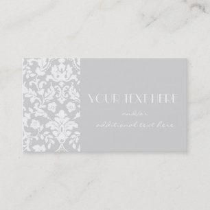 Grey Damask Business Card