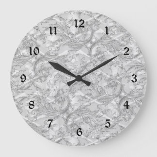 Grey Damask Elegant Bathroom Set Clock