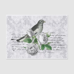 Grey Damask Floral Tissue Paper