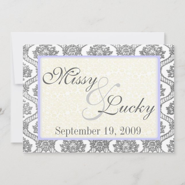 Grey Damask Invitation (Front)