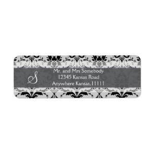 Grey Damask Label Return Address Label