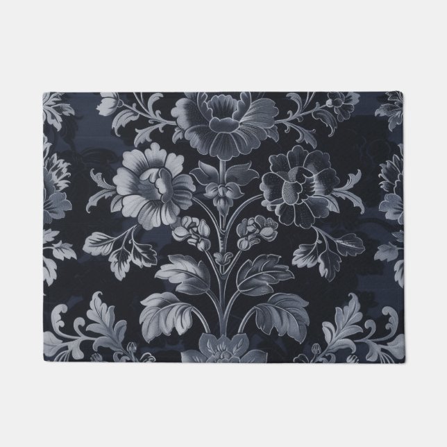 Grey Damask Vintage Inspired Doormat (Front)