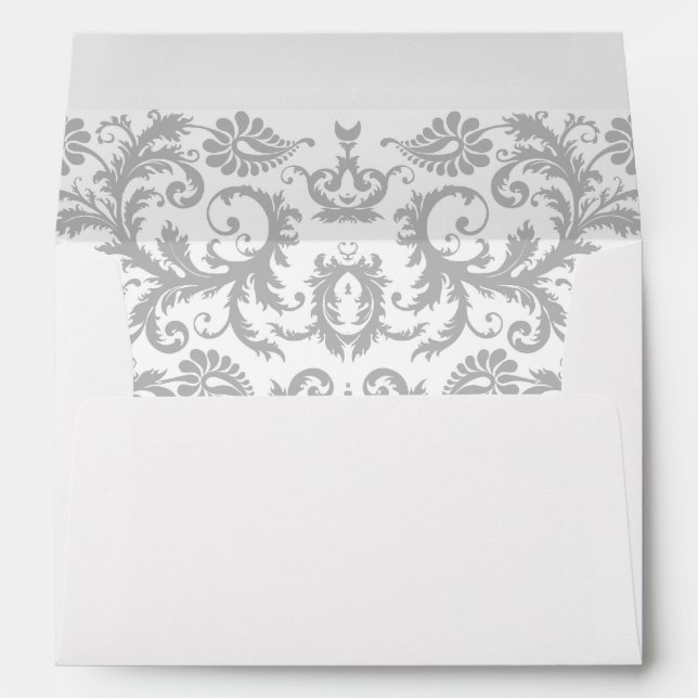 Grey Damask Wedding Envelopes (Back (Bottom))