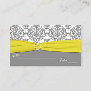 Grey Damask with Yellow Damask Placecards