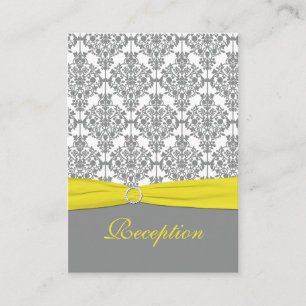 Grey Damask with Yellow Reception Card