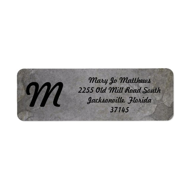 Grey Damasks grungy Return Address Label (Front)