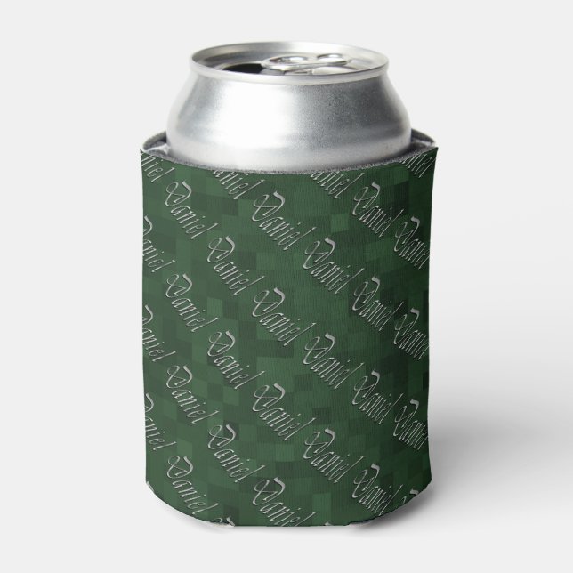 Grey Daniel Name Logos On Green, Can Cooler (Can Front)