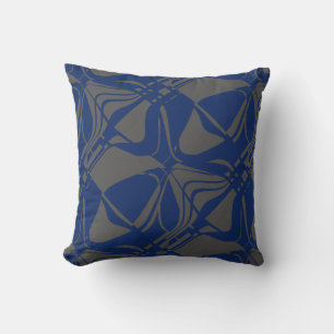 Grey Dark Blue Slanted Contemporary Art Print Cushion