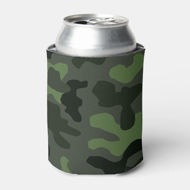 Grey dark green camouflage no.14 print can cooler (Can Front)