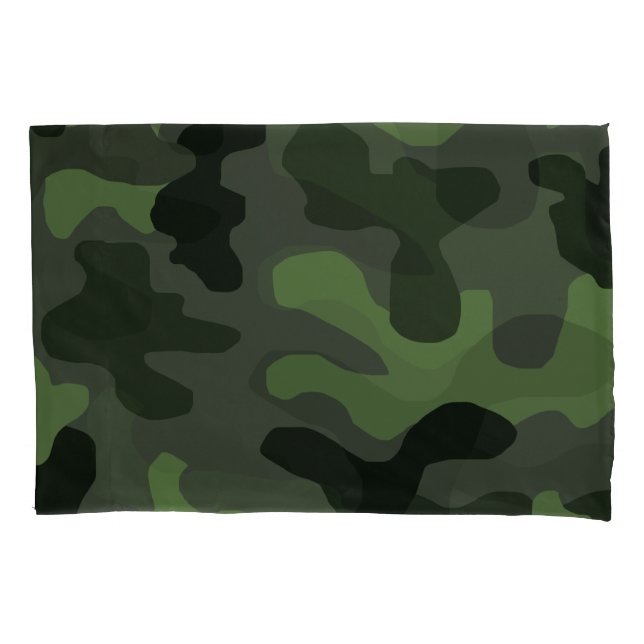 Grey dark green camouflage no.14 print  pillowcase (Front)