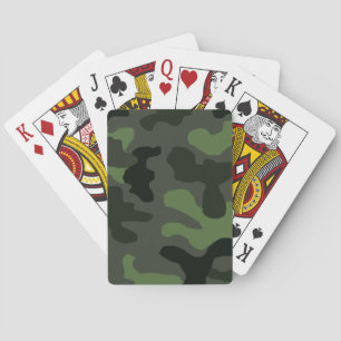 Grey dark green camouflage no.14 print  playing cards