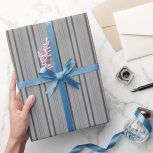 Grey & Dark Grey Thick and Thin Stripes Wrapping Paper