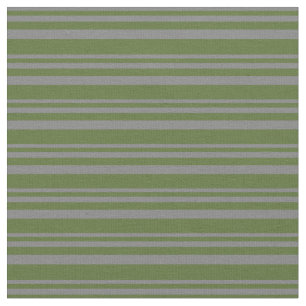 Grey & Dark Olive Green Coloured Lines Fabric