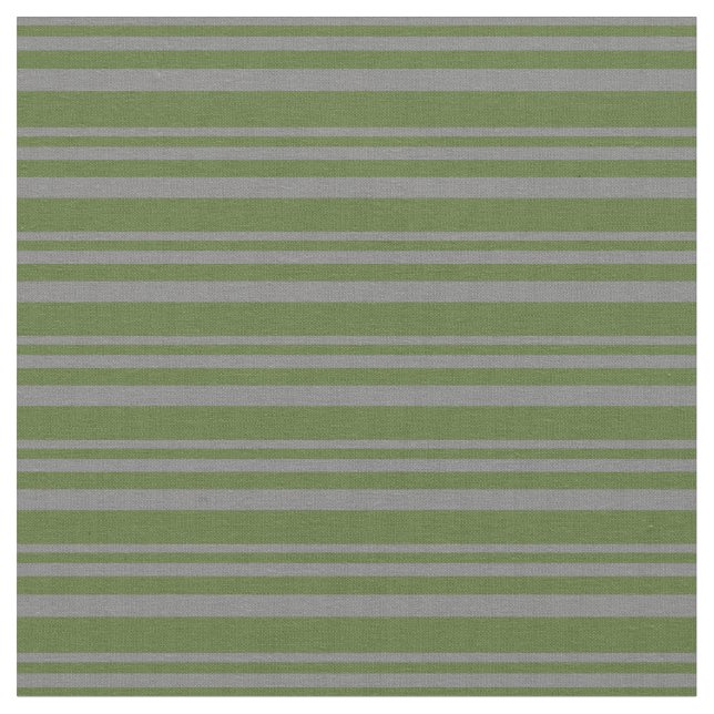 Grey & Dark Olive Green Coloured Lines Fabric (Close Up)