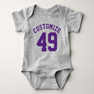 Grey & Dark Purple Baby | Sports Jersey Design Baby Bodysuit