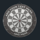 Grey Dartboard with custom text<br><div class="desc">Grey dartboard and two custom text areas.</div>