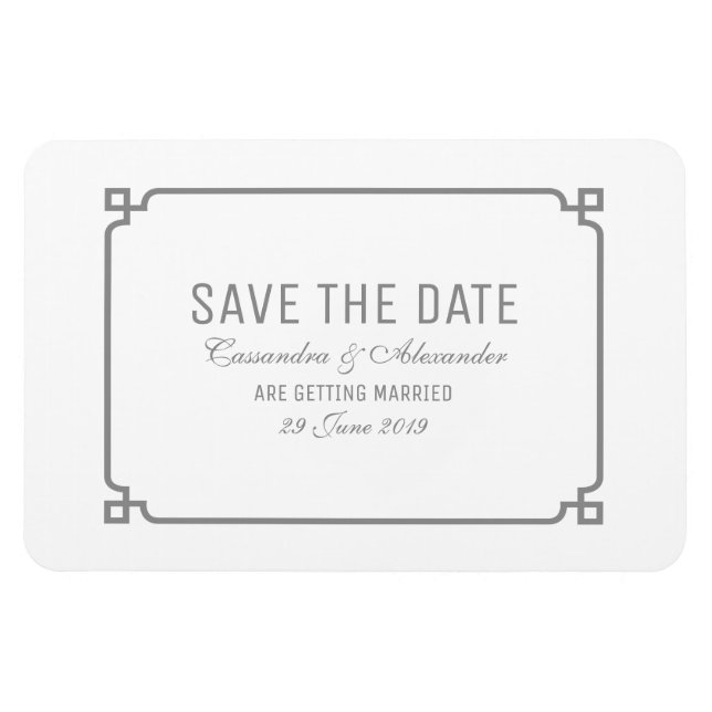 Grey Deco Chic Save the Date Magnet (Horizontal)