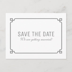 Grey Deco Chic Save the Date Postcard