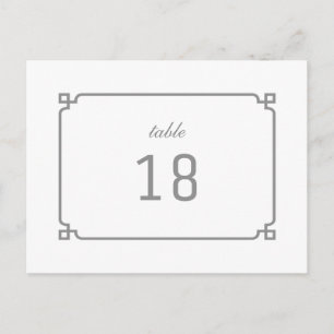 Grey Deco Chic Table Number Postcard