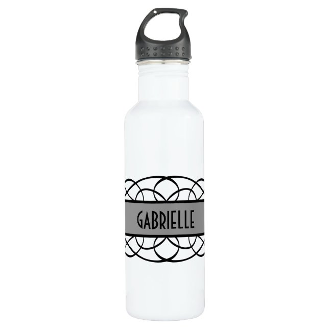 Grey Deco Flourish 710 Ml Water Bottle (Front)