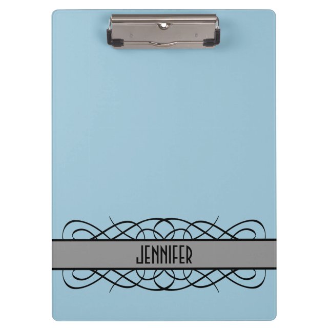 Grey Deco Flourish Clipboard (Front)