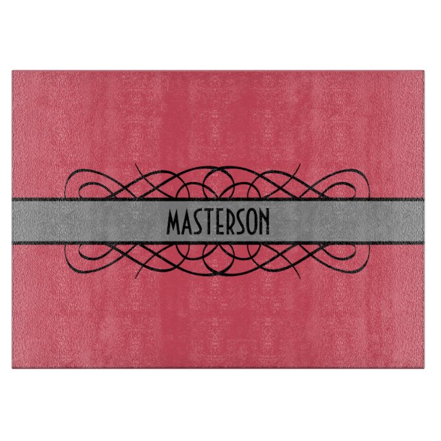 Grey Deco Flourish Cutting Board (Front)