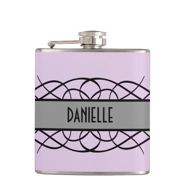 Grey Deco Flourish Flask (Front)