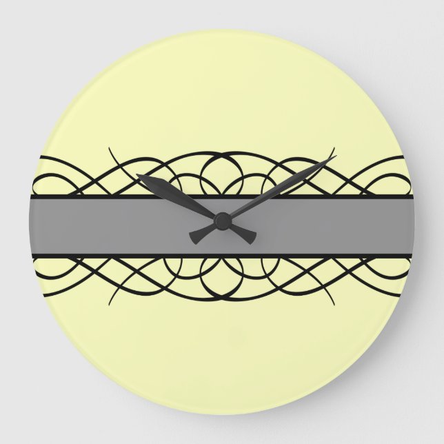 Grey Deco Flourish Large Clock (Front)