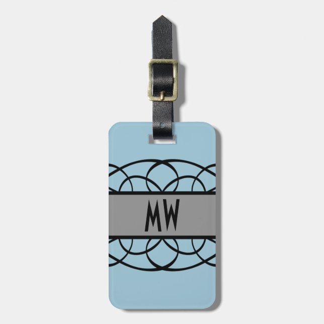 Grey Deco Flourish Luggage Tag (Front Vertical)