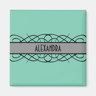 Grey Deco Flourish Magnet