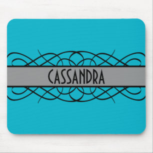 Grey Deco Flourish Mouse Pad