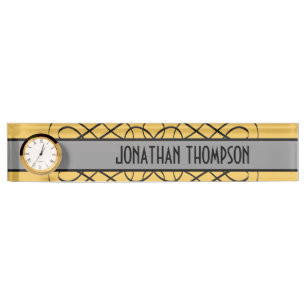 Grey Deco Flourish Nameplate