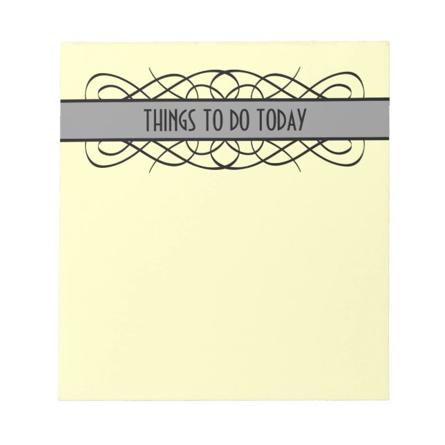 Grey Deco Flourish Notepad (Front)