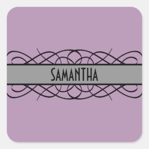 Grey Deco Flourish Square Sticker