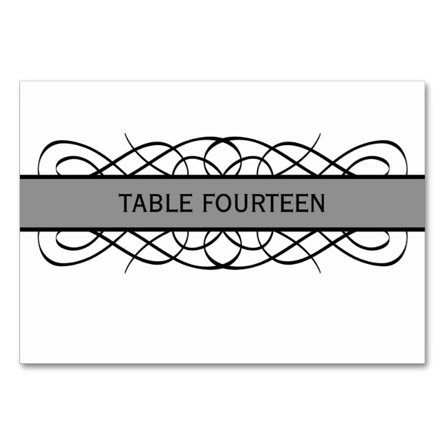 Grey Deco Flourish Table Card (Front)