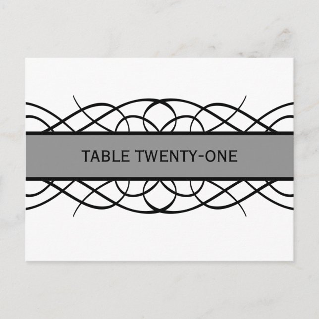 Grey Deco Flourish Table Number Postcard (Front)