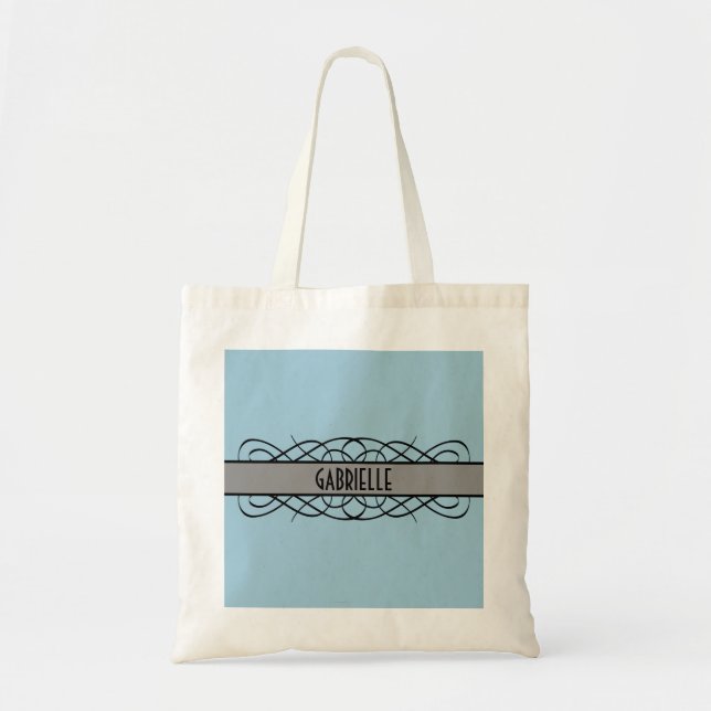 Grey Deco Flourish Tote Bag (Front)