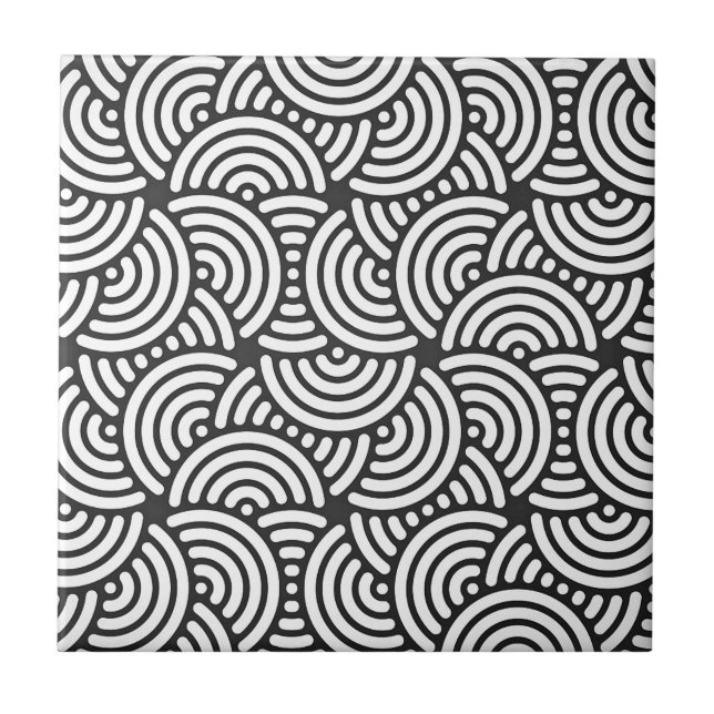 Grey Deco Japanese Curve Ceramic Tile (Front)