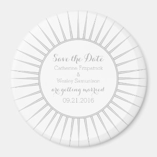 Grey Deco Retro Save the Date Magnet