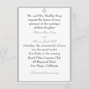 Grey Decorative Border Wedding Invitation