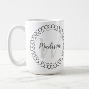 Grey Decorative Circle Personalise Monogram Mug