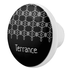 Grey decorative rope fencing black ceramic knob