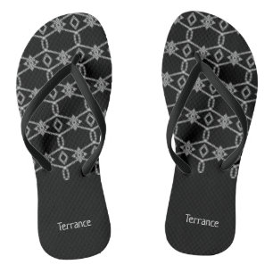 Grey decorative rope fencing black thongs