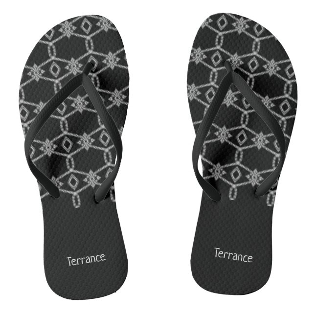 Grey decorative rope fencing black thongs (Footbed)