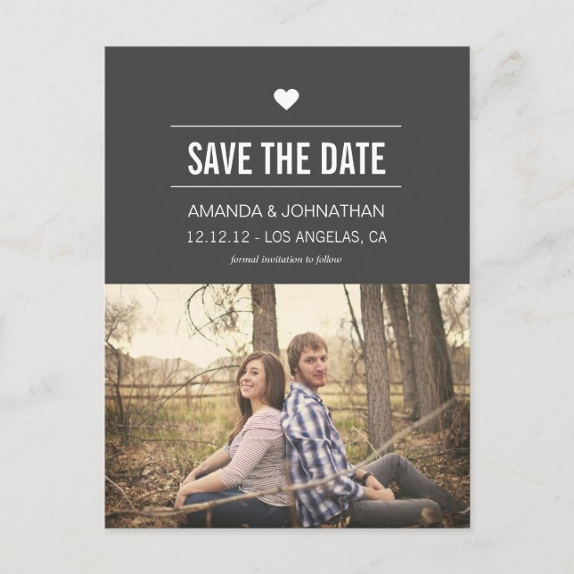 Grey Design Photo Save The Date Post Cards (Front)