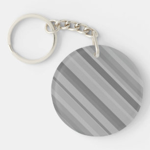 Grey diagonal stripes key ring