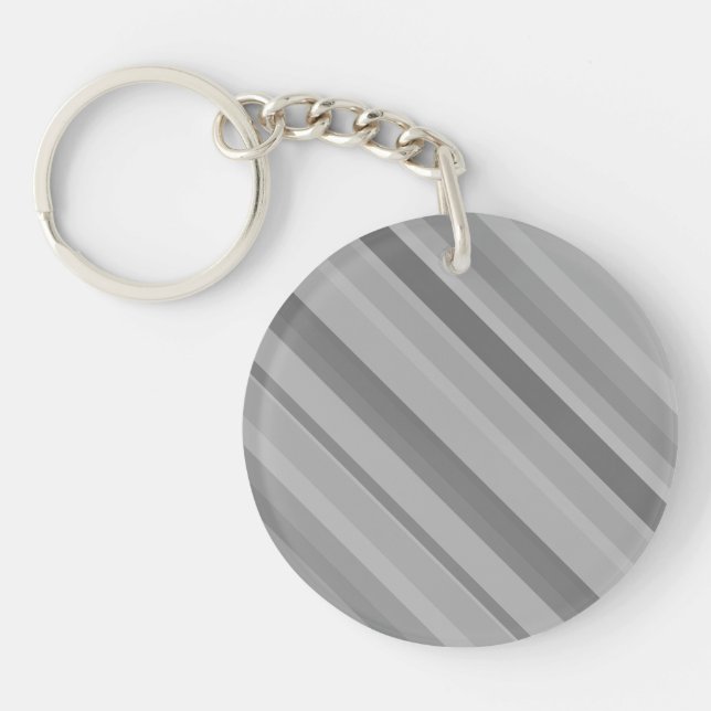 Grey diagonal stripes key ring (Front)