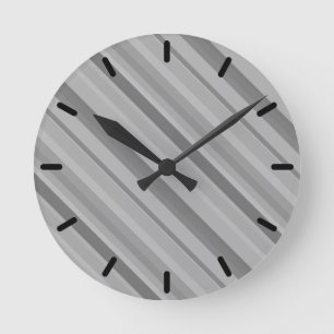 Grey diagonal stripes round clock